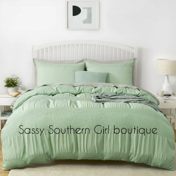 🆕⭐Seafoam green cottage seersucker duvet cover set - Picture 2 of 10
